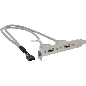 InLine® Slotblech USB 2.0, 2x USB Buchse auf 1x 10pol Pfostenverbinder, 0,35m