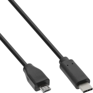 InLine® USB 2.0 Kabel, USB-C Stecker an Micro-B, schwarz, 1m
