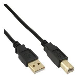 100er B-Pack InLine® USB 2.0 Kabel, A an B, schwarz, Kontakte gold, 1m