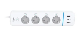 ALLNET ESP32 WiFi Schaltsteckdosenleiste ALL3079-4 Smart Plug 4Fach Steckdosenleiste / 2x USB-A & 1x USB C Ladefunktion