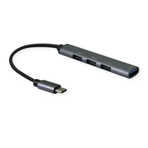 STANDARD USB 2.0 Hub, USB-C Anschluss, 4x USB-A Ports (3x USB 2.0 + 1x USB 3.2 Gen1)