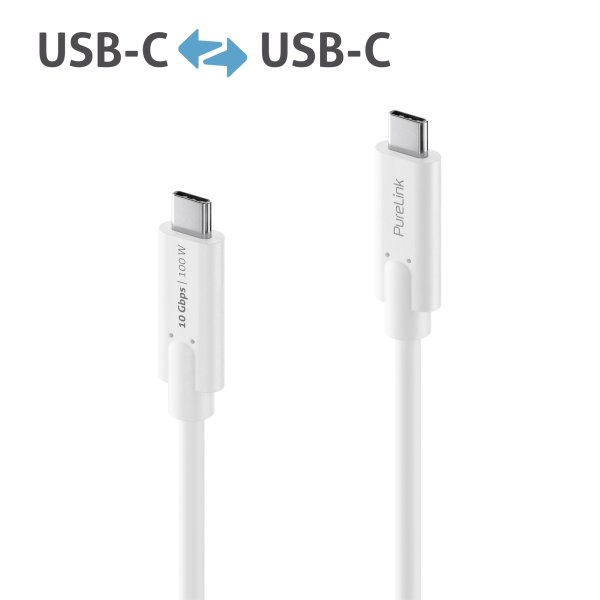 Premium USB v3.2 USB-C Kabel mit E-Marker – 0,50m, weiß