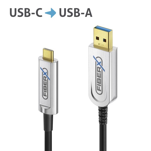 USB 3.2* USB-C / USB-A AOC Glasfaser Kabel – 30,00m