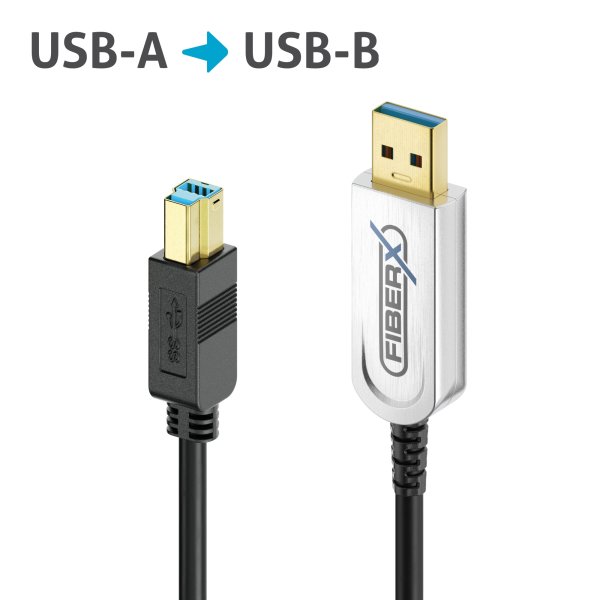 USB 3.2* USB-A / USB-B AOC Glasfaser Kabel – 20,00m