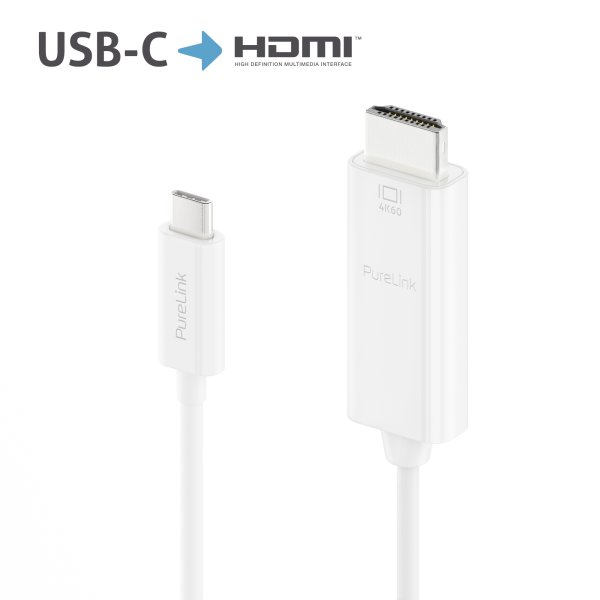 Premium Aktives 4K USB-C / HDMI Kabel – 2,00m, weiß