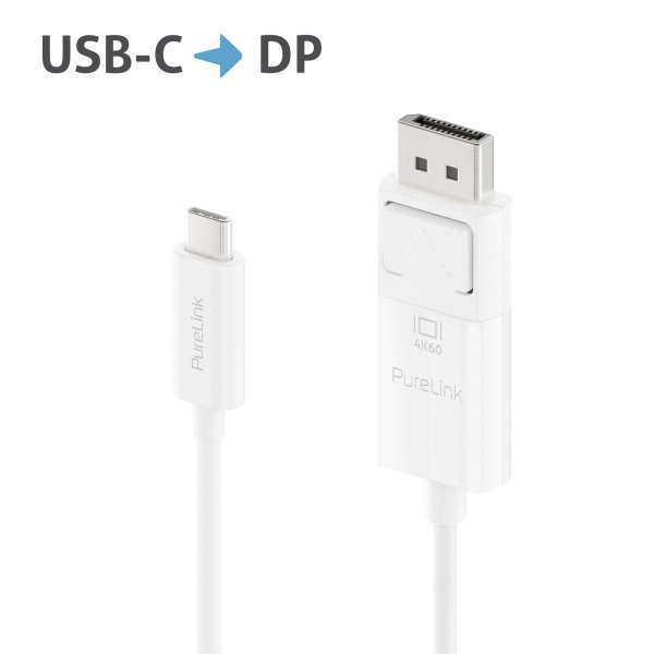 Premium 4K USB-C / DisplayPort Kabel – 1,50m, weiß