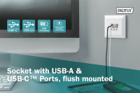 Steckdose mit USB A & USB-C™ Ports, Unterputz-Montage