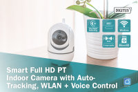 Smarte Full HD PT-Innenkamera mit Auto-Tracking, WLAN + Sprachsteuerung