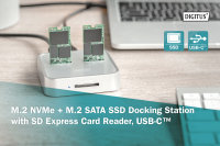 M.2 NVMe + M.2 SATA SSD Docking Station mit SD-Express Kartenleser, USB-C™