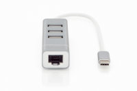 USB Type-C™ 3-Port Hub + Fast Ethernet LAN-Adapter