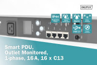 Smart PDU, Ausgangsüberwachung, 16A, 1-phasig, 16 x C13