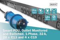 Smart PDU, Outlet Monitored & Switched, 1-phasig, 32 A, 20 x C13, 4 x C19