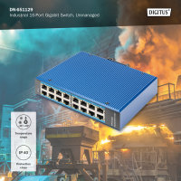 16 Port Gigabit Ethernet Netzwerk Switch, Industrial, Unmanaged