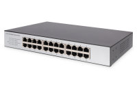24-Port Fast Ethernet Switch, 19 Zoll, Unmanaged