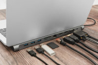11-Port USB-C Dock, grey, 2x HDMI, VGA