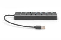 USB 3.0 Hub, 7-port, schaltbar, Aluminium Gehäuse