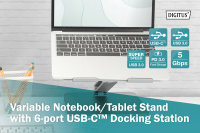 Variabler Notebook/Tablet Ständer mit 6-Port USB-C™ Docking Station