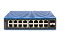 16 Port Gigabit Ethernet Netzwerk Switch, Industrial, Unmanaged, 2 SFP Uplink