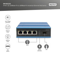 4 Port Fast Ethernet Netzwerk PoE Switch, Industrial, Unmanaged, 1 SFP Uplink
