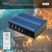 4 Port Fast Ethernet Netzwerk Switch, Industrial, Unmanaged, 1 SFP Uplink