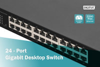 24 -Port Gigabit Switch, 19 Zoll, Unmanaged