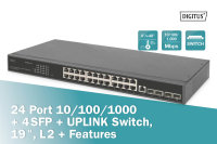 24- Port Gigabit Switch,  19 Zoll, Managed,  4 SFP+ Uplinks