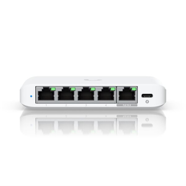 Ubiquiti Switch Unifi 5Xrj45 2.5Gbit Compact (Incl. Nt) Powered By 802.3Af/At Poe Or Usb Type C, Fanless