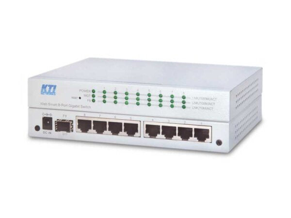 KTI KGS-810F-SXLC /B 8-Port Gigabit Switch mit SFP MM LC 500m
