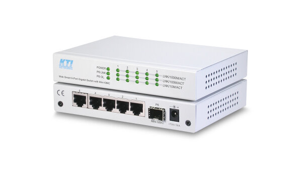 KTI KGS-510F-SXLC /C 5-Port Gigabit Switch mit SFP MM LC 500 m
